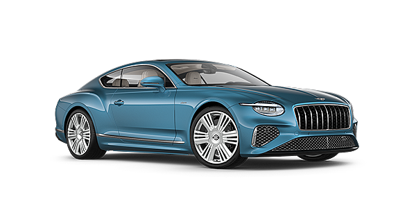 Bentley Luxembourg New Bentley Continental GT Azure coupe front three quarter in Light Windsor Blue paint